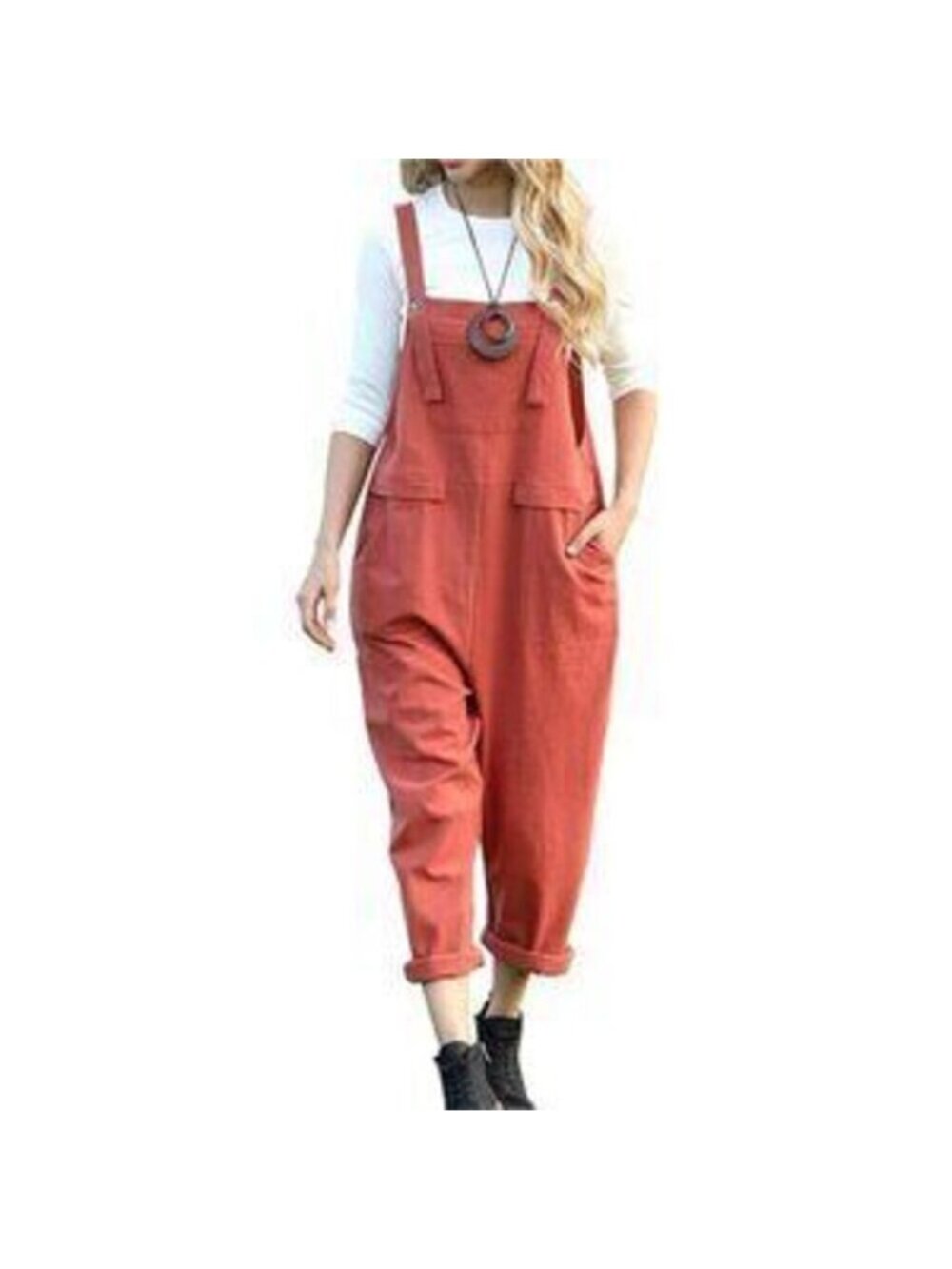 Women's Long Casual Loose Bib Pants Overalls Baggy Romper Jumpsuit with Pockets